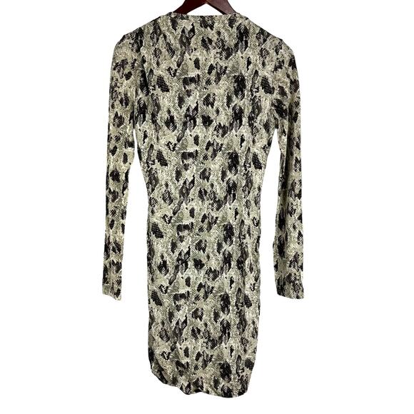 Rag & Bone NWT Poppy Draped Mini Dress Animal Print Size S Long Sleeve Snakeskin - Picture 4 of 12